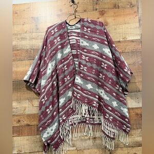 Bohemian Fringe Boho Poncho One Size